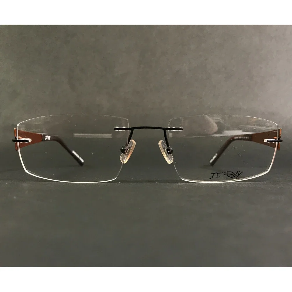J.F. Rey Eyeglasses Frames JF2595 0000 Black Copper Brown Rimless 54-18.5-143